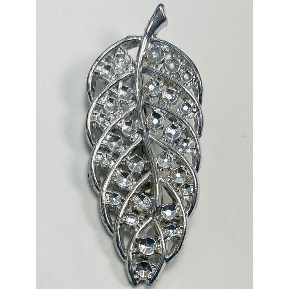 Set 2 Silvertone 2.5" Leaf BROOCHES Brooch Lapel Pins Pinbacks Jewelry EUC - Picture 2 of 5